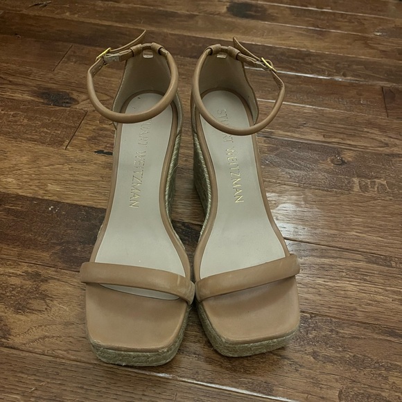 STUART WEITZMAN Espadrille Wedge Leather Braided Jute Espadrille Heels - Picture 7 of 11